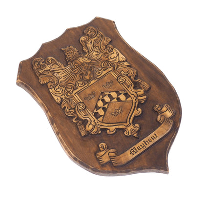 Personalized Family Crest, Hand Carved, Coat of Arms, Custom, Family Shield, Wooden Emblem, Wedding Wood Art, Heraldic, Woodcraft