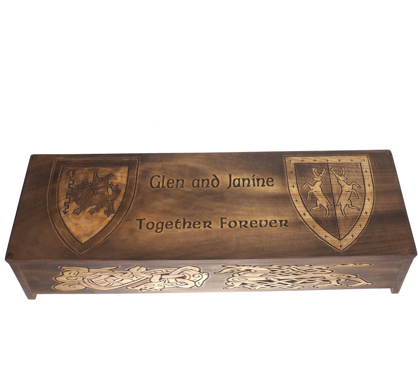 Personalized Double size Wood Urn For Ashes, Wooden Memorial Box Carved , Keepsake Cremation Urns, Cremation Boxes,Burial, Viking pagan