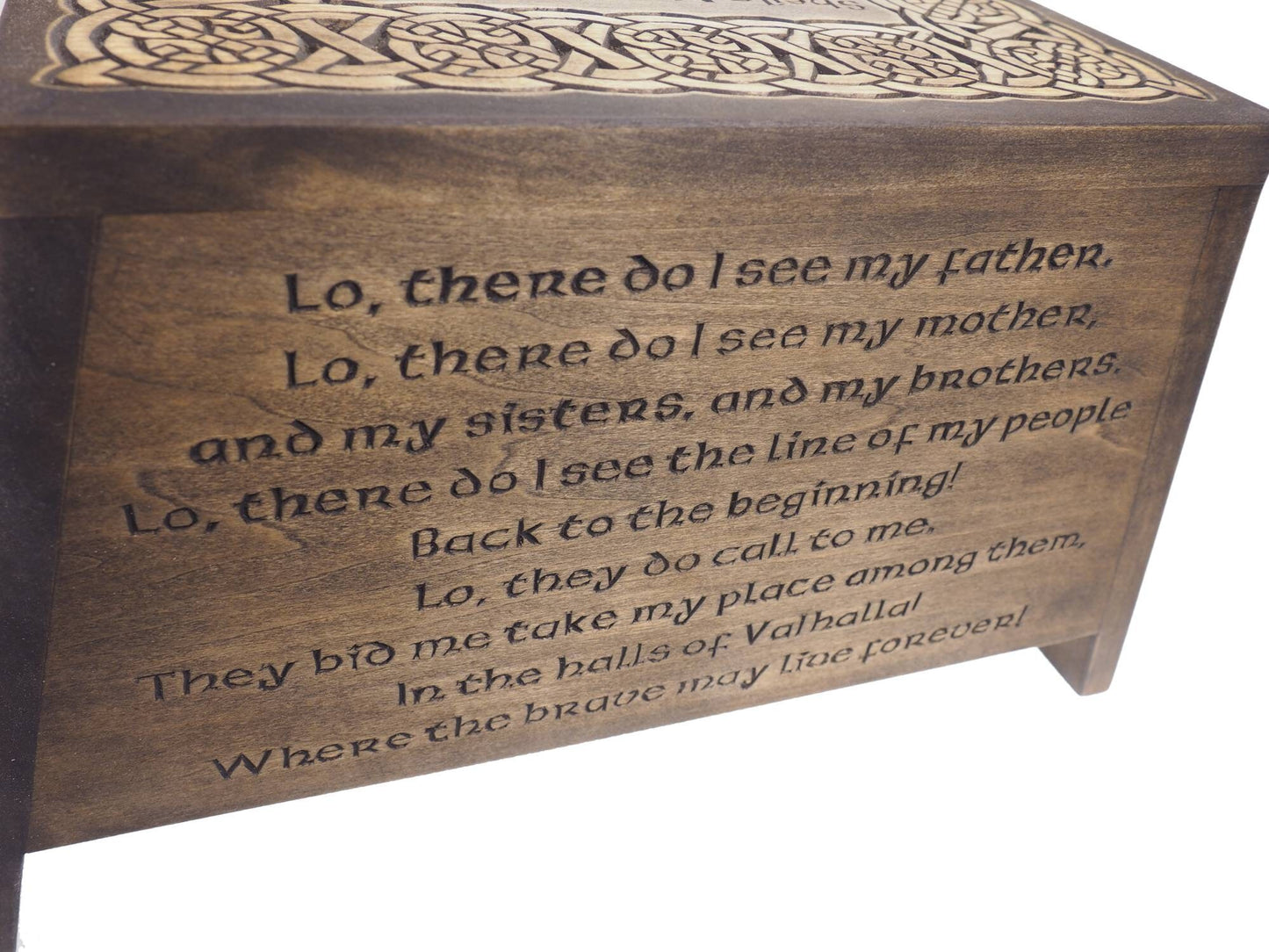 Ebony Viking Personalized Wood Urn with Viking prayer, Wooden Memorial Box Carved , Keepsake, Cremation, Cremation Boxes For Burial,  pagan