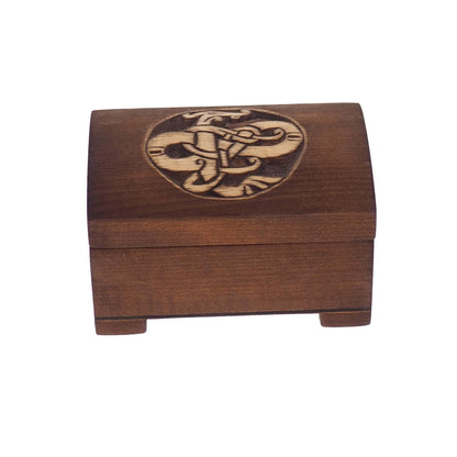 Wooden jewelry box, urnes dragon viking plait, hand carved, personalized, history pattern, gift box, custom jewelry box, wedding memory box,