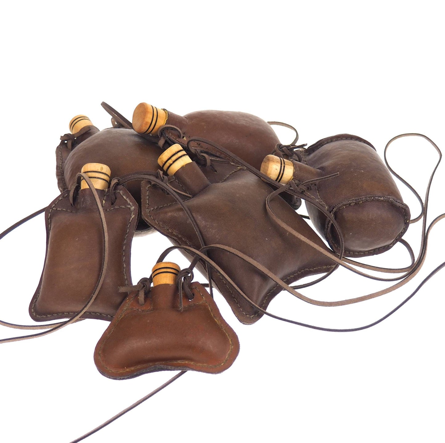 Light Brown, Mini flask, hand crafted, authentic medieval wine skin with wooden stopper leather flask bladder ALL NATURAL