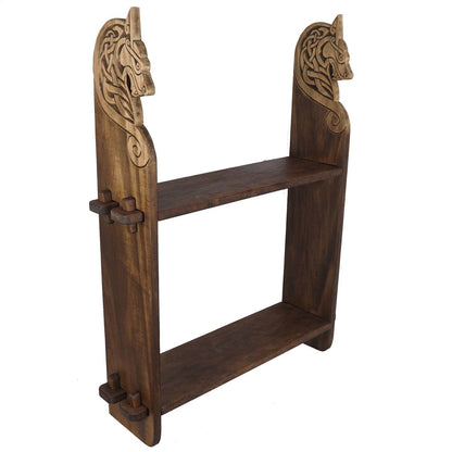 Viking personalized shelf, Wall shelf with wolf head, hanging book shelf , norsk style, medieval decor, Larp and SCA,  display shelf,