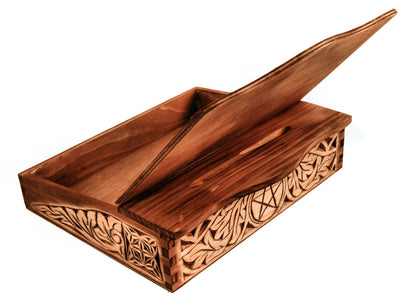 Hand carved medieval bureau box with pentagram pattern