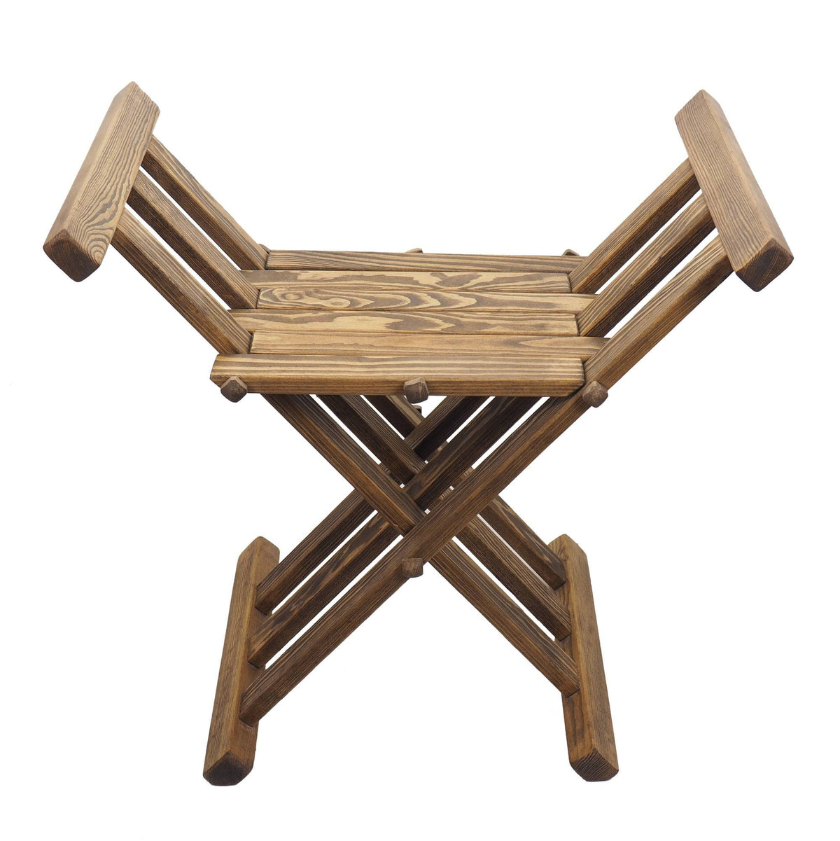Old dark oak color Wooden medieval viking folding chair, Personalized color