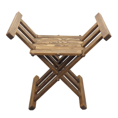 Old dark oak color Wooden medieval viking folding chair, Personalized color