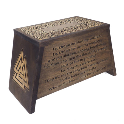 Ebony Viking Personalized Wood Urn with Viking prayer, Wooden Memorial Box Carved , Keepsake, Cremation, Cremation Boxes For Burial,  pagan