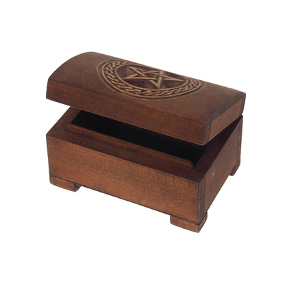 Wooden jewelry box, pentagram in  plait, hand carved, personalized, history pattern, gift box, custom jewelry box, wedding memory box,
