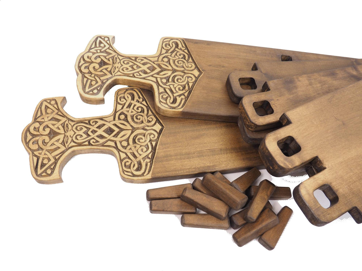 Viking personalized three-shelf bookcase , Wall shelf with Thor hammer, hanging book shelf , norsk style, medieval decor, Larp and SCA,