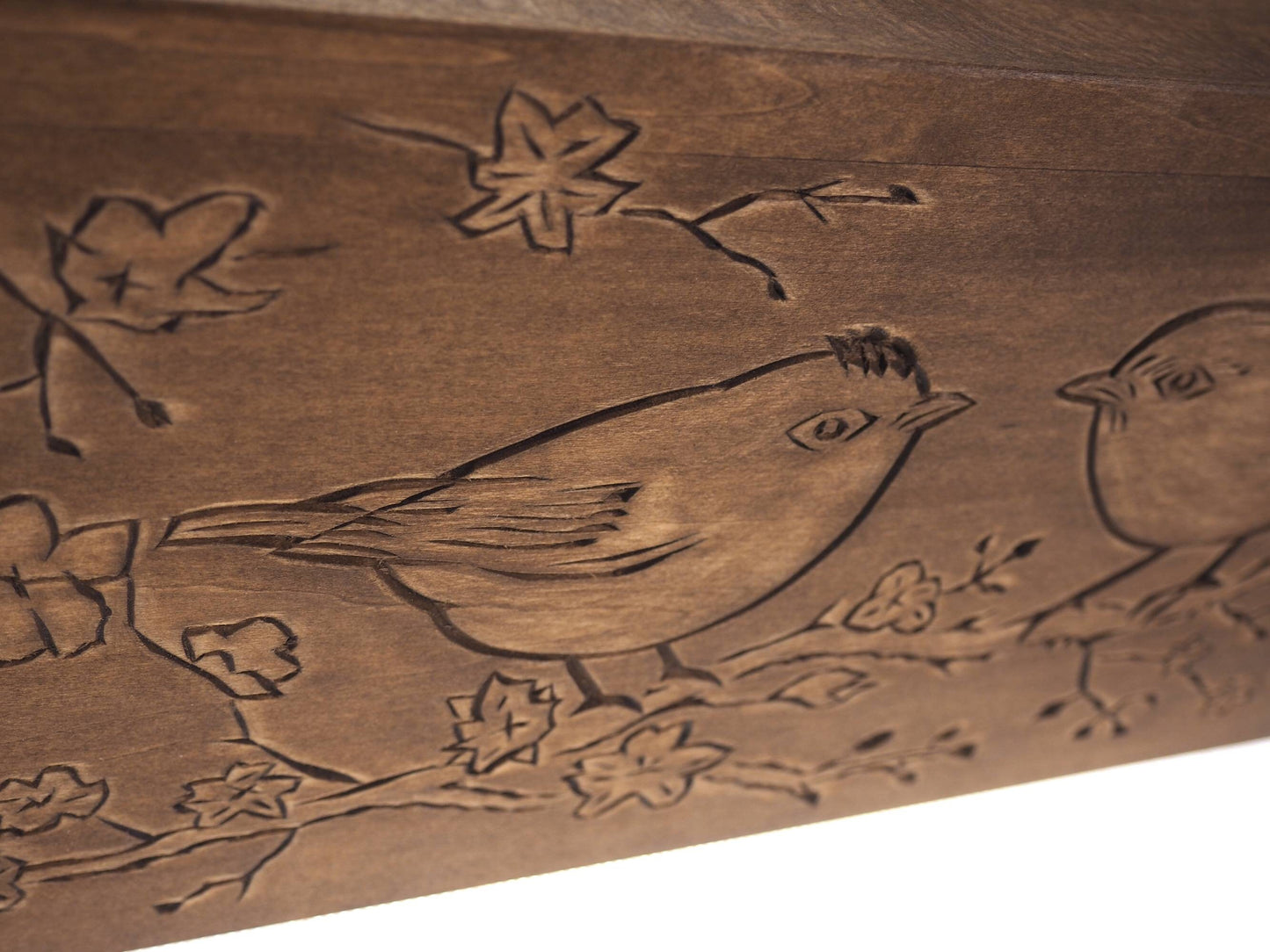 Double  Wood Urn Personalized For Human Ashes, Bird pattern,  Wooden Memorial Box Carved , Keepsake Cremation Urns,  Boxes For Burial