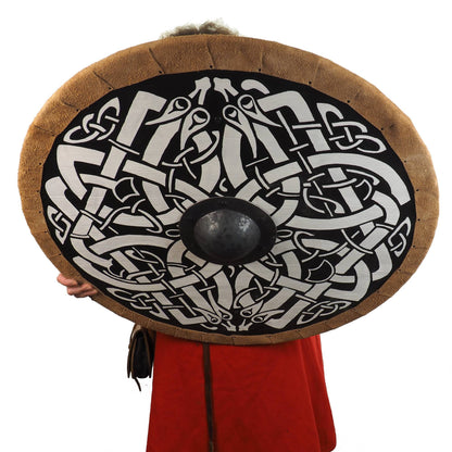 Personalized Dragon Viking Shield Pattern, Norsman shield, Wall decor, Larp and reenactment, SCA ready, black shield