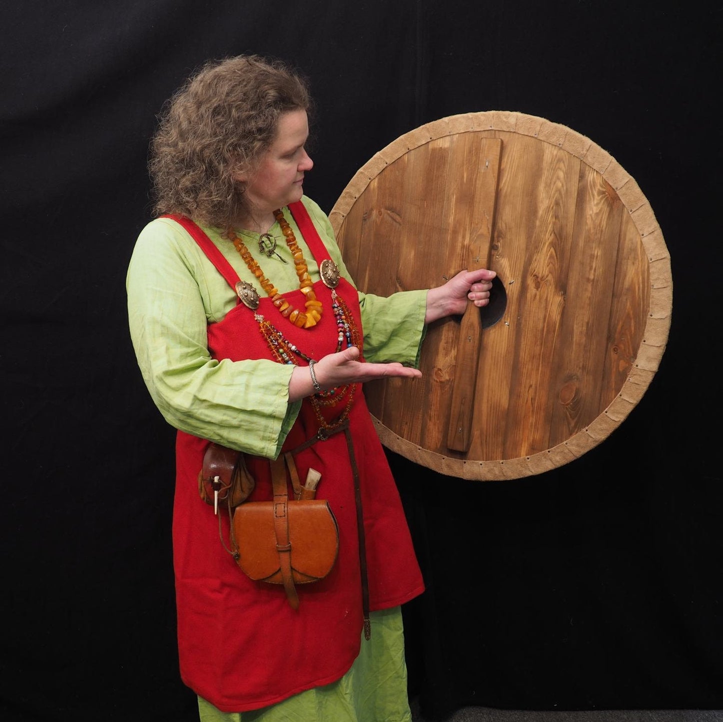 Viking Shield Lagertha Pattern in red, Norsman shield, Wall decor, Larp and reenactment, SCA ready