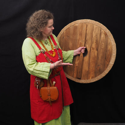 Viking Shield Lagertha Pattern in red, Norsman shield, Wall decor, Larp and reenactment, SCA ready