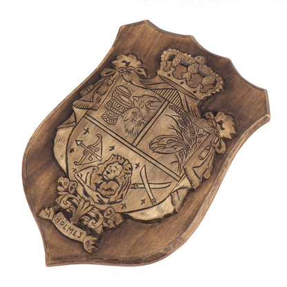 Personalized Family Crest Top Crown, Hand Carved, Coat of Arms, Custom, Family Shield, Wooden Emblem, Wedding Wood Art, Heraldic, Woodcraft