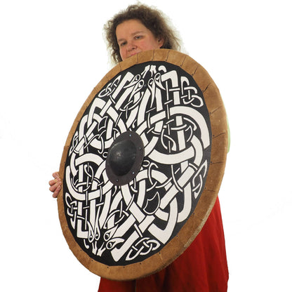 Personalized Dragon Viking Shield Pattern, Norsman shield, Wall decor, Larp and reenactment, SCA ready, black shield