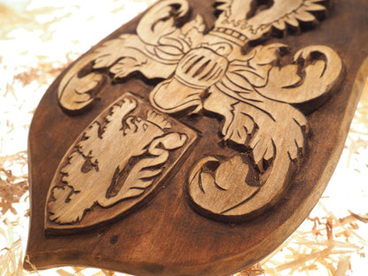 Personalized Family Crest, Hand Carved, Coat of Arms, Custom, Family Shield, Wooden Emblem, Wedding Wood Art, Heraldic, Woodcraft