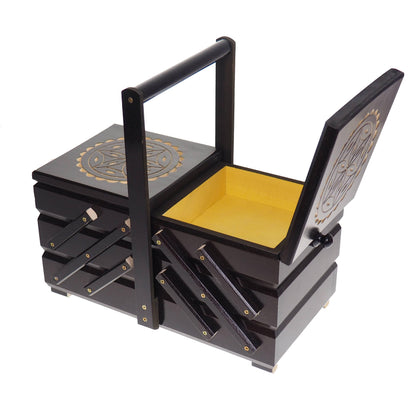 Wooden sewing box, thread box, organizer for small items, foldable thread organizer, box for accessories, accordion box, SCA, reenactment
