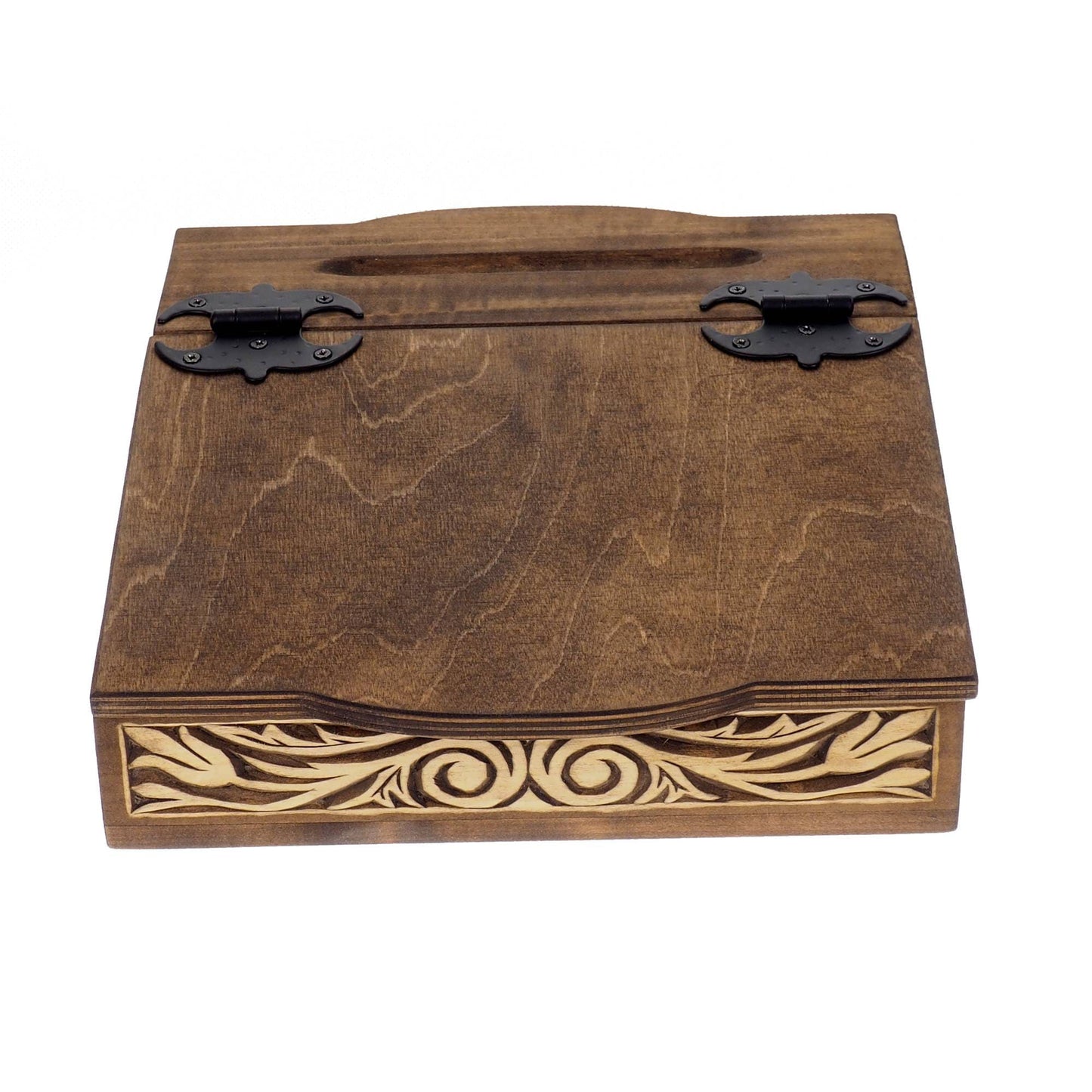 Personalized Hand carved medieval bureau box, wooden desk,  hand carved writer place, medieval, SCA, LARP, reneaccment and fantasy equipment