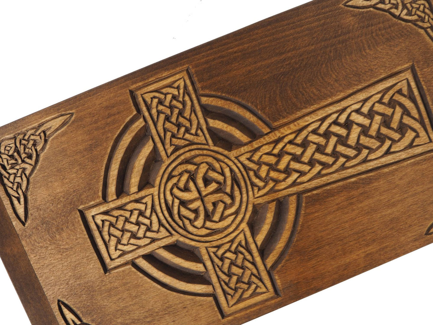 Personalized Wood Urn with Celtic Cross, For Human Ashes, Wooden Memorial Box, Carved Keepsake Cremation Urns, Medieval Viking style