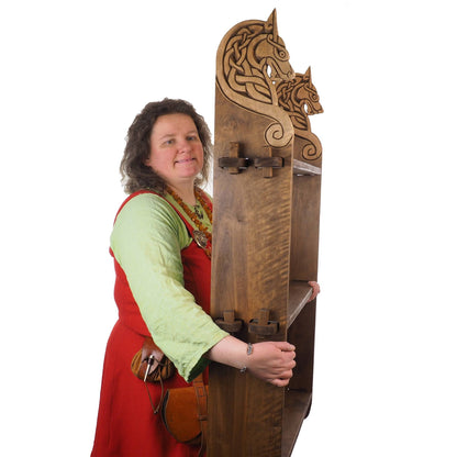 Viking personalized three-shelf bookcase , Wall shelf with wolf head, hanging book shelf , norsk style, medieval decor, Larp and SCA,