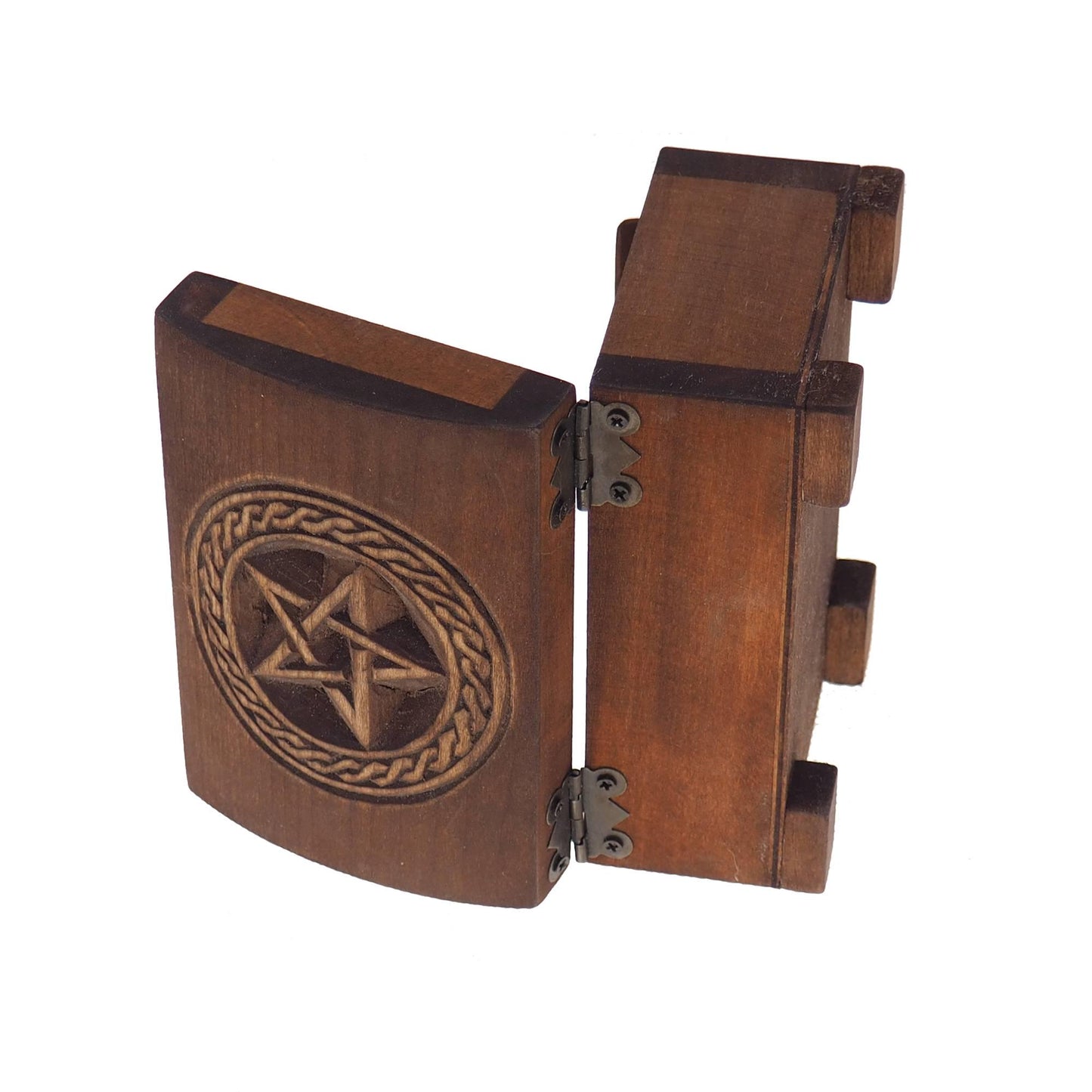 Wooden jewelry box, pentagram in  plait, hand carved, personalized, history pattern, gift box, custom jewelry box, wedding memory box,