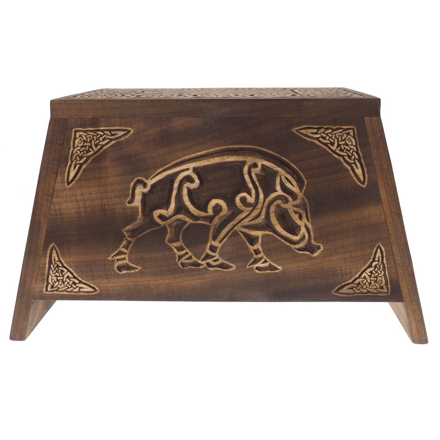 Viking Personalized Wood Urn with Celtic boar,  Memorial Box Carved , Keepsake Cremation Urns, Cremation Boxes For Burial, Celtic, pagan
