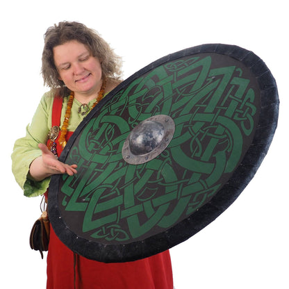 Personalized Green Dragon Viking Shield Pattern, 30 inch, Norsman shield, Wall decor, Larp and reenactment, SCA ready, black shield