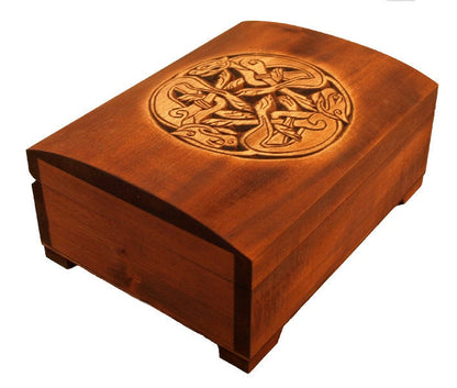 Wooden historical jewelry box with Celtic Ornament from Book of Kells