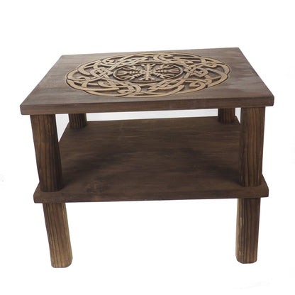 Coffee table, Aegishjalmur, Personalized, Hand Carving, Viking decor, hand carved table, Viking art, night table, Norse, Scandinavian,Norway