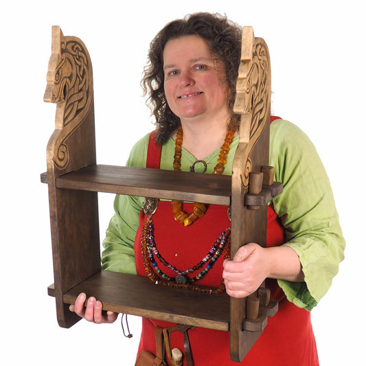 Small Viking personalized shelf, Wall shelf with wolf head, hanging book shelf , norsk style, medieval decor, Larp and SCA,  display shelf,