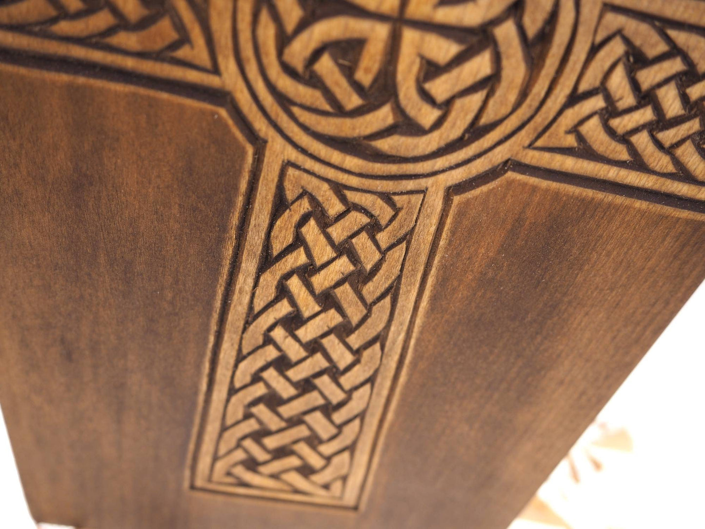 Personalized Wood Urn with simple Cross, For Human Ashes, Wooden Memorial Box, Carved Keepsake Cremation Urns, Medieval Viking style