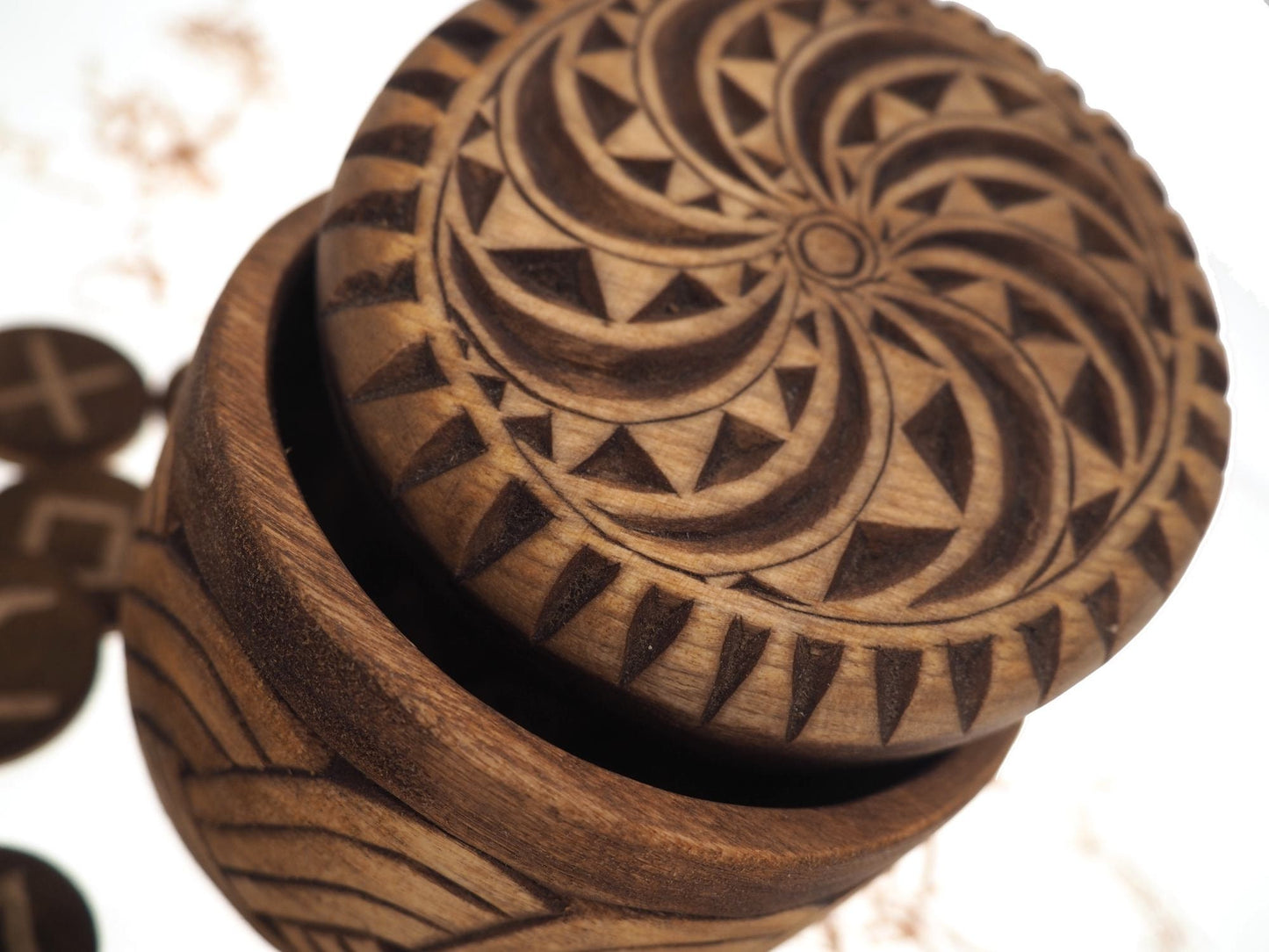 Viking Rune Set in hand carved Box with Solar protection Norse Runes Elder Futhark Runes Asatru Runes Divination Runes Runes box viking