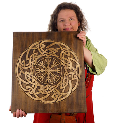 Big Wall sign, Aegishjalmur, Norway, Hand Carving, Viking decor, hand carved wall sign, Viking art, wall hanging, Norse, Scandinavian,Norway