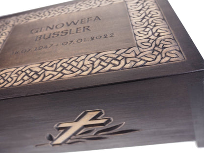 Ebony Personalized Wood Urn For Human Ashes, Wooden Memorial Box Carved , Keepsake Urns, Cremation Boxes For Burial,
