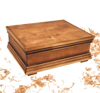 Hand carved wooden jewelry box with a gothic pattern