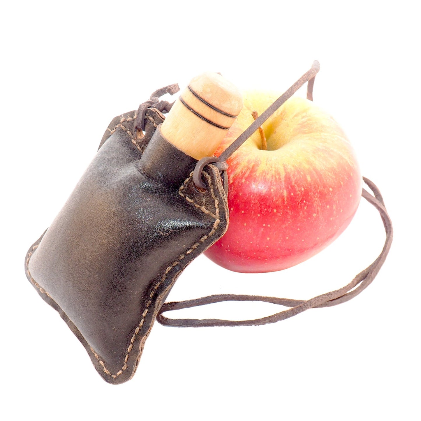 Square Waterskin, 5 oz ,Natural water bottle, for bear and wine, leather canteen, 0,55 liter, viking, gift for him and her,