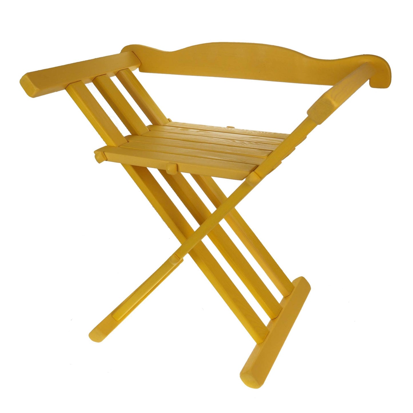 Personalized color (yellow) Wooden medieval viking folding chair with back support, Historical furniture, SCA, LARP, camping gear