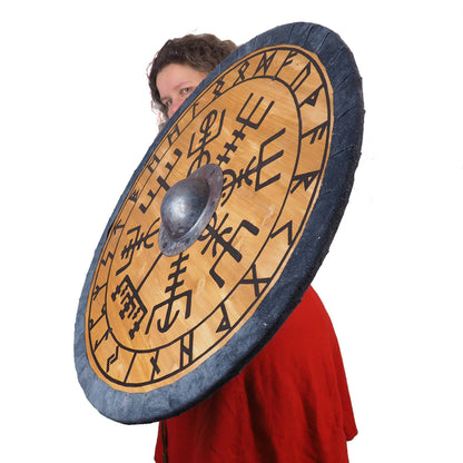 Personalized Aegishjalmur Viking Shield Pattern, 30 inch, Norsman shield, Wall decor, Larp and reenactment, SCA ready, black shield