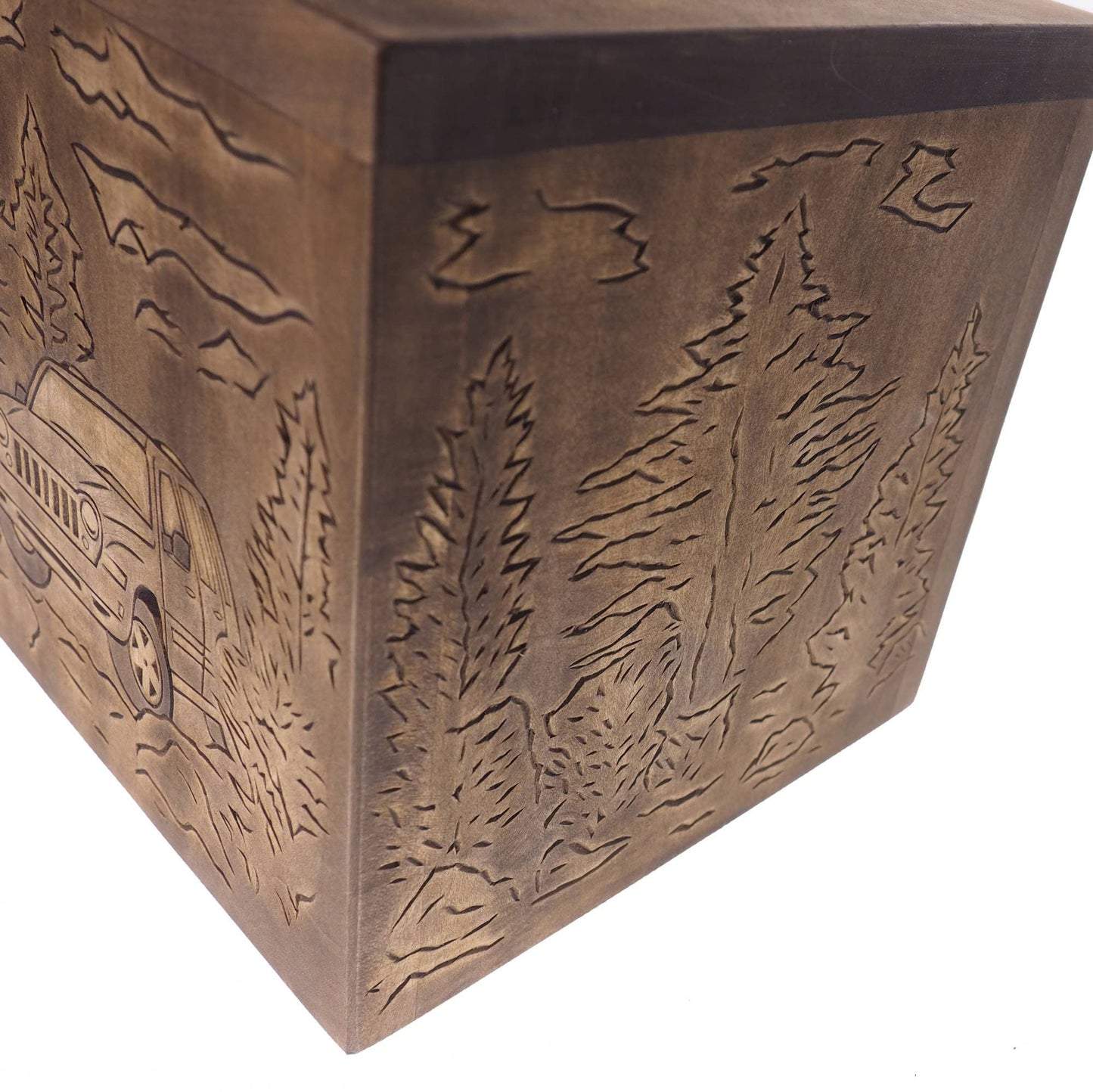 Square Personalized Wood Urn For Human Ashes, Wooden Memorial Box, Carved Keepsake Cremation Urns, Cremation Boxes For Burial