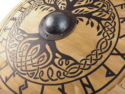 Personalized Big Tree of Life Viking Shield Pattern, Norsman shield, Wall decor, Larp and reenactment, SCA ready, black shield