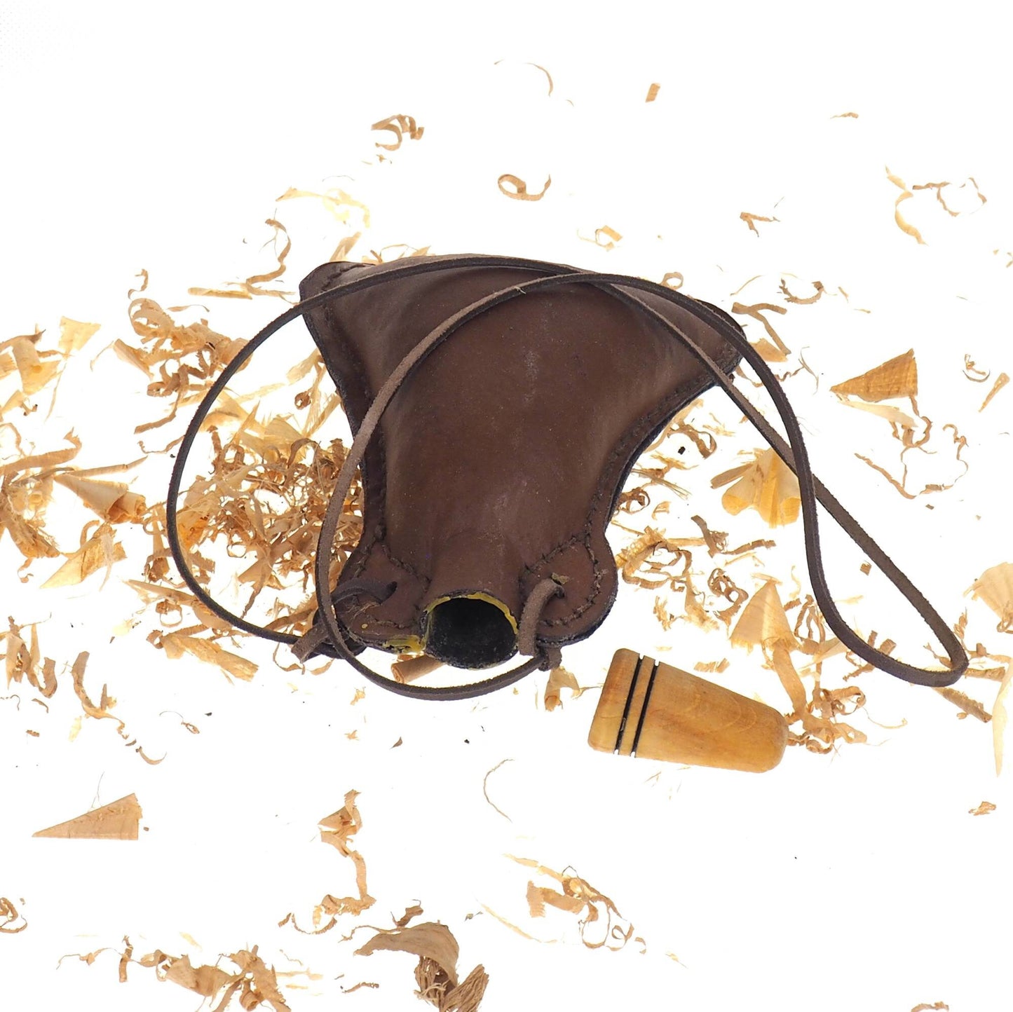 Bright Leather Small hand crafted authentic medieval wine skin with wooden stopper leather flask bladder ALL NATURAL