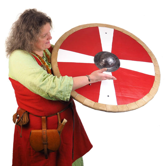 Red and white Viking Shield Pattern,cross pattern,  Norsman shield, Wall decor, Larp and reenactment, SCA ready, black shield