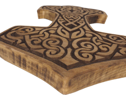 Thor Hammer Wall Sign, Mjolnir, Viking decor, hand carved wall sign, Viking art, wall hanging, carved Thor's hammer. Norse art,Scandinavian