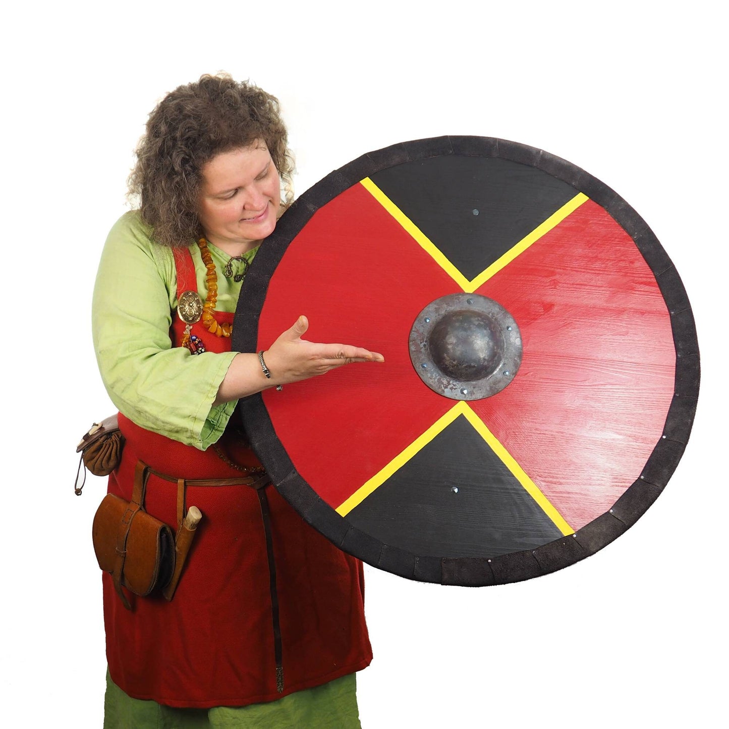 Red and Black Viking Shield Pattern, Norsman shield, Wall decor, Larp and reenactment, SCA ready, black shield