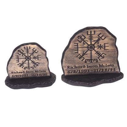 Viking Personalized Memory Stone with Runic Compass, Viking runestone, Memorial stone Carved ,  Memory Stone, Viking, pagan