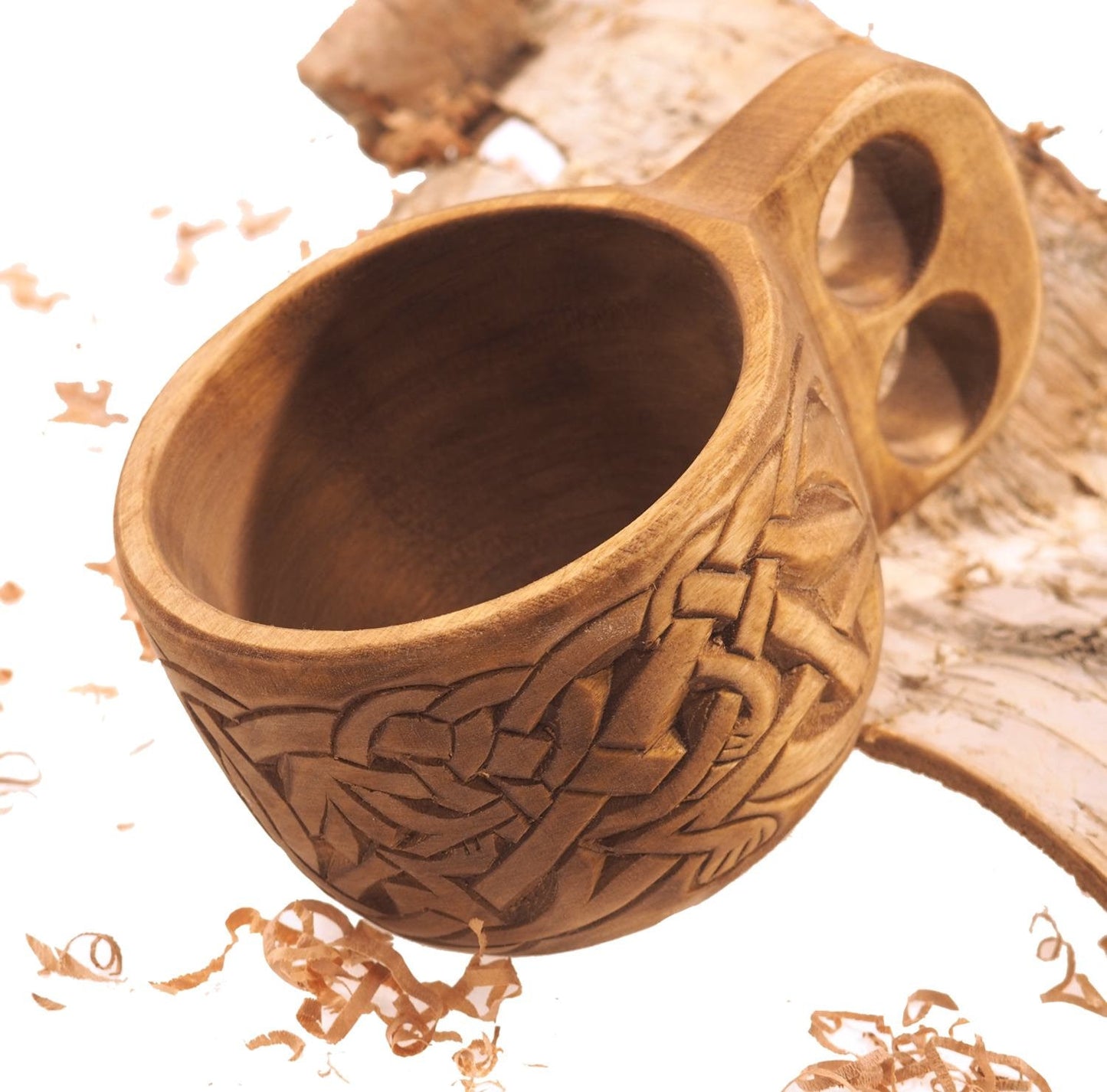 Viking Kuksa, Intricately carved, Viking style, wooden mug. kuksa Lisbjerg (Denmark), best man gift, SCA, Larp, medieval replica, historical