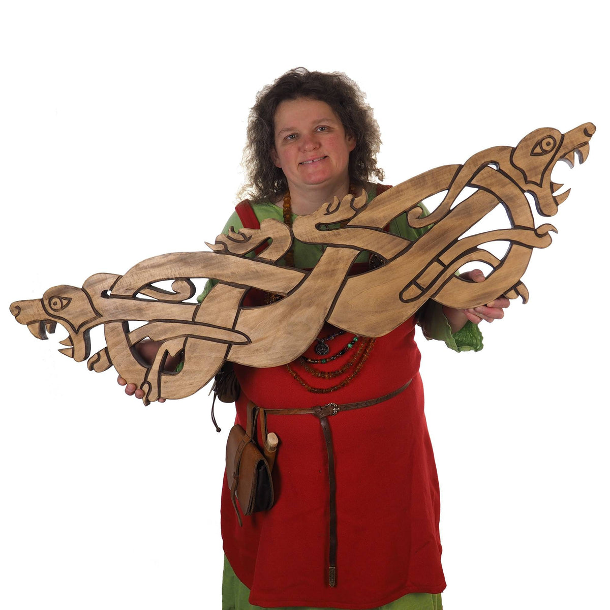 BIG Wooden Dragons,  Hand Carved, Urnes Style Viking Wall Hanging, Two wolves, viking wall decor, viking room decoration, viking art, norse