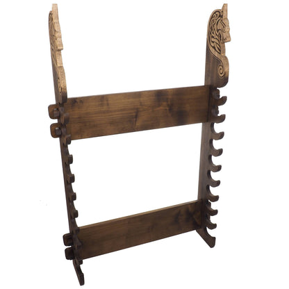 Viking personalized Wall Stand for Weapons, weapon rack with wolf head, hanging weapon holder , norsk style, medieval decor, Larp and SCA,