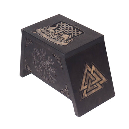 Small urn Runic Compass Wooden For Human Ashes, Wooden Memorial Box, Hand Carved, Keepsake Urns, Cremation Boxes, viking, Celtic pagan