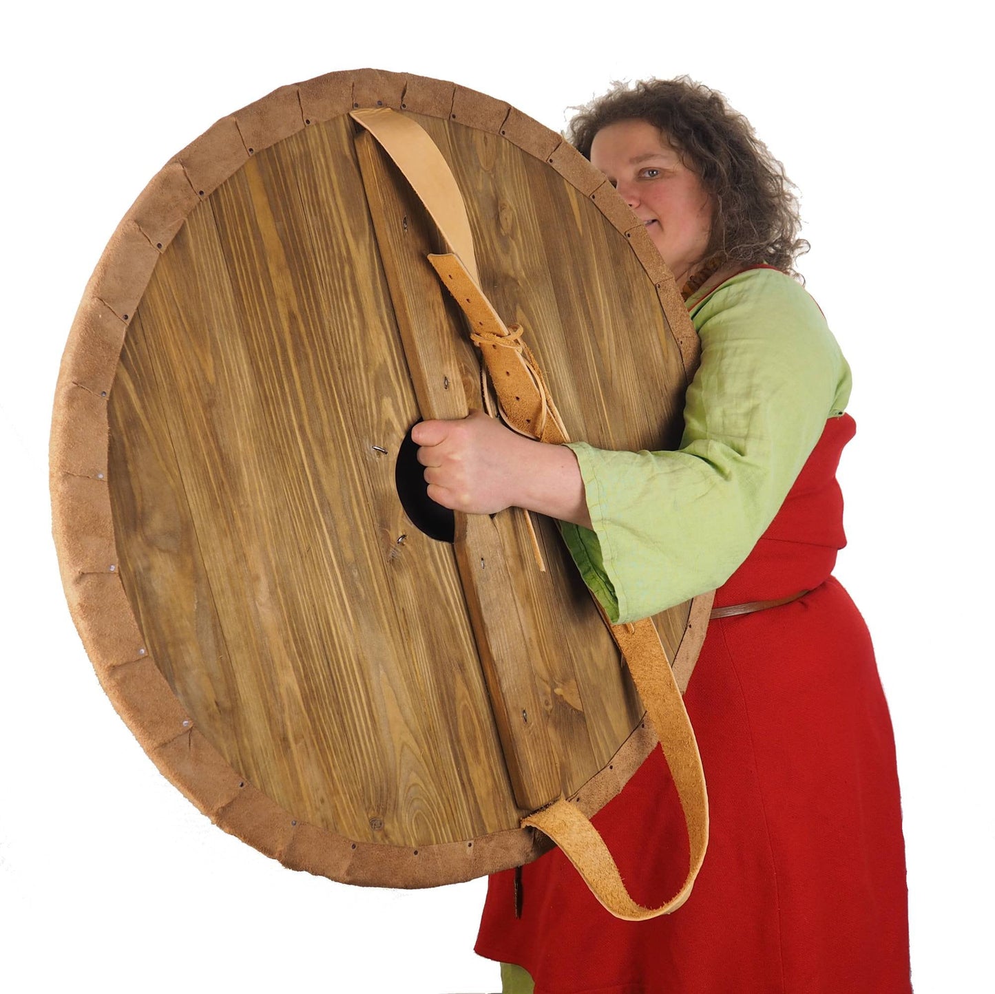 Viking Shield Green Red Bear heads Pattern,Shield with strap,  Norsman shield, Wall decor, Larp and reenactment, SCA ready,