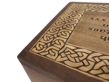 Viking Ship Personalized Wood Urn, Wooden Memorial Box Carved , Keepsake Cremation Urns, Cremation Boxes For Burial, Viking pagan, runestone